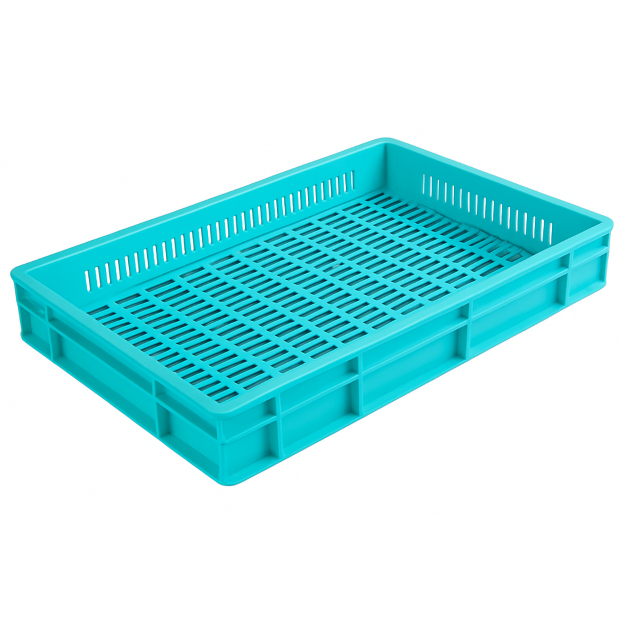 SINGHAL Plastic Jali Crate 600x400x80 MM, Heavy Duty Multipurpose Portable Storage Basket for Vegetables, Fruits, Milk & Large Items