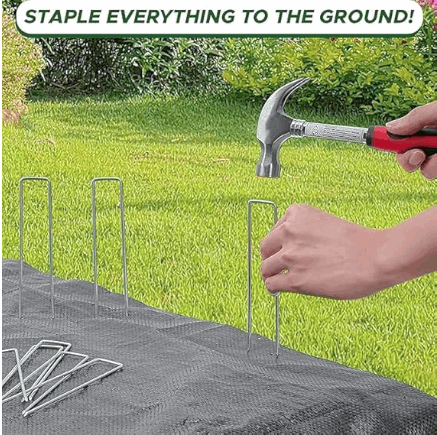 100 Pieces, 6-Inch Heavy-Duty 11 Gauge Steel Ground Garden Staples, Lawn Landscape Staples, Weed Fabric Staple, Sod Anchor Securing Pegs - Singhal Mart