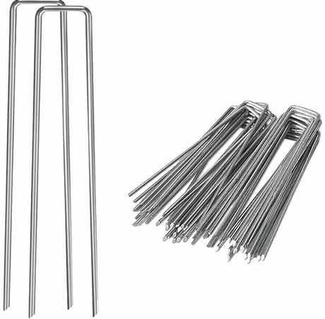 100 Pieces, 6-Inch Heavy-Duty 11 Gauge Steel Ground Garden Staples, Lawn Landscape Staples, Weed Fabric Staple, Sod Anchor Securing Pegs - Singhal Mart