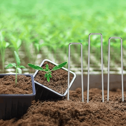 100 Pieces, 6-Inch Heavy-Duty 11 Gauge Steel Ground Garden Staples, Lawn Landscape Staples, Weed Fabric Staple, Sod Anchor Securing Pegs - Singhal Mart