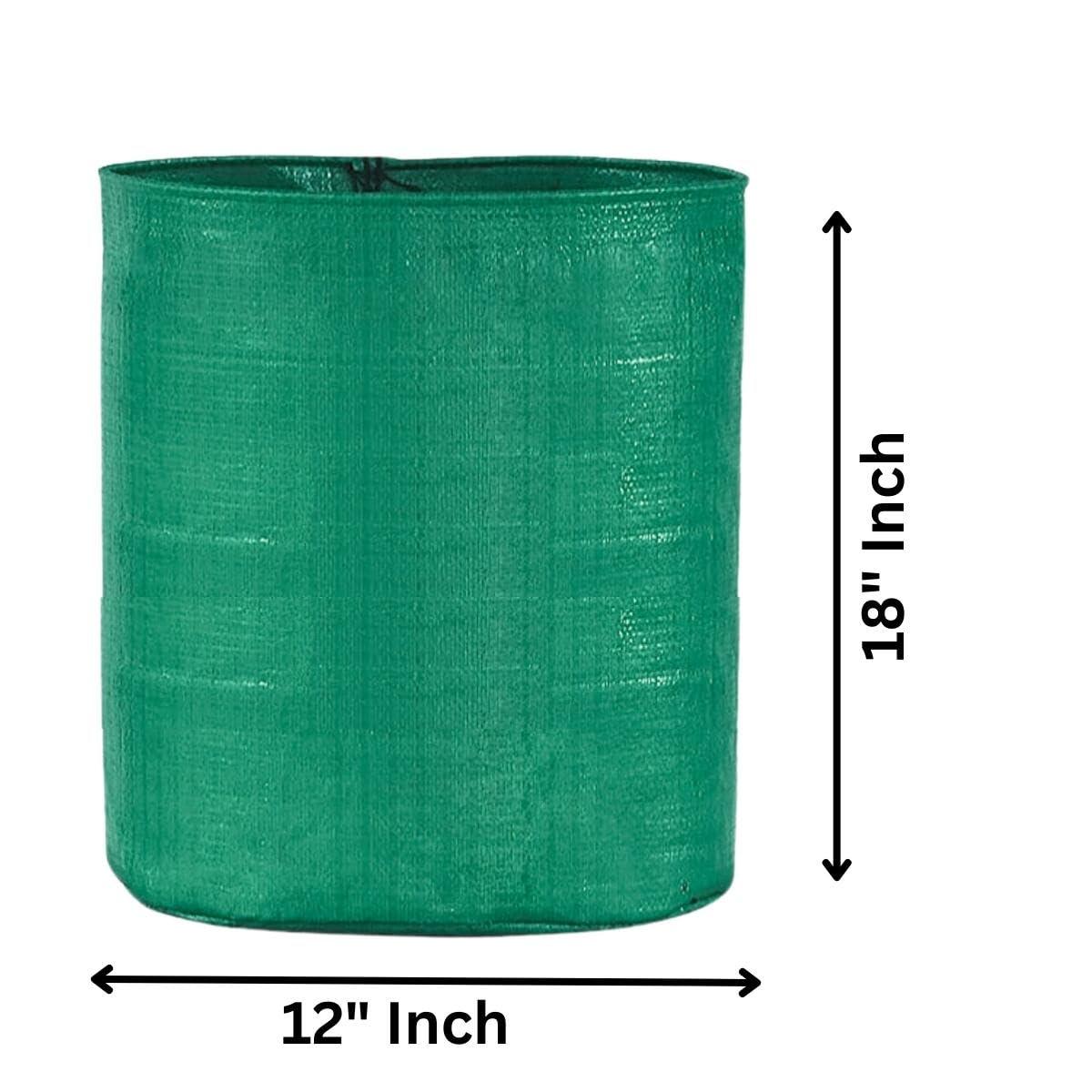 12x18 HDPE UV-protected round grow bags, pack of 20. Green color, perfect for terrace and vegetable gardening. Durable for robust plant growth. - Singhal Mart
