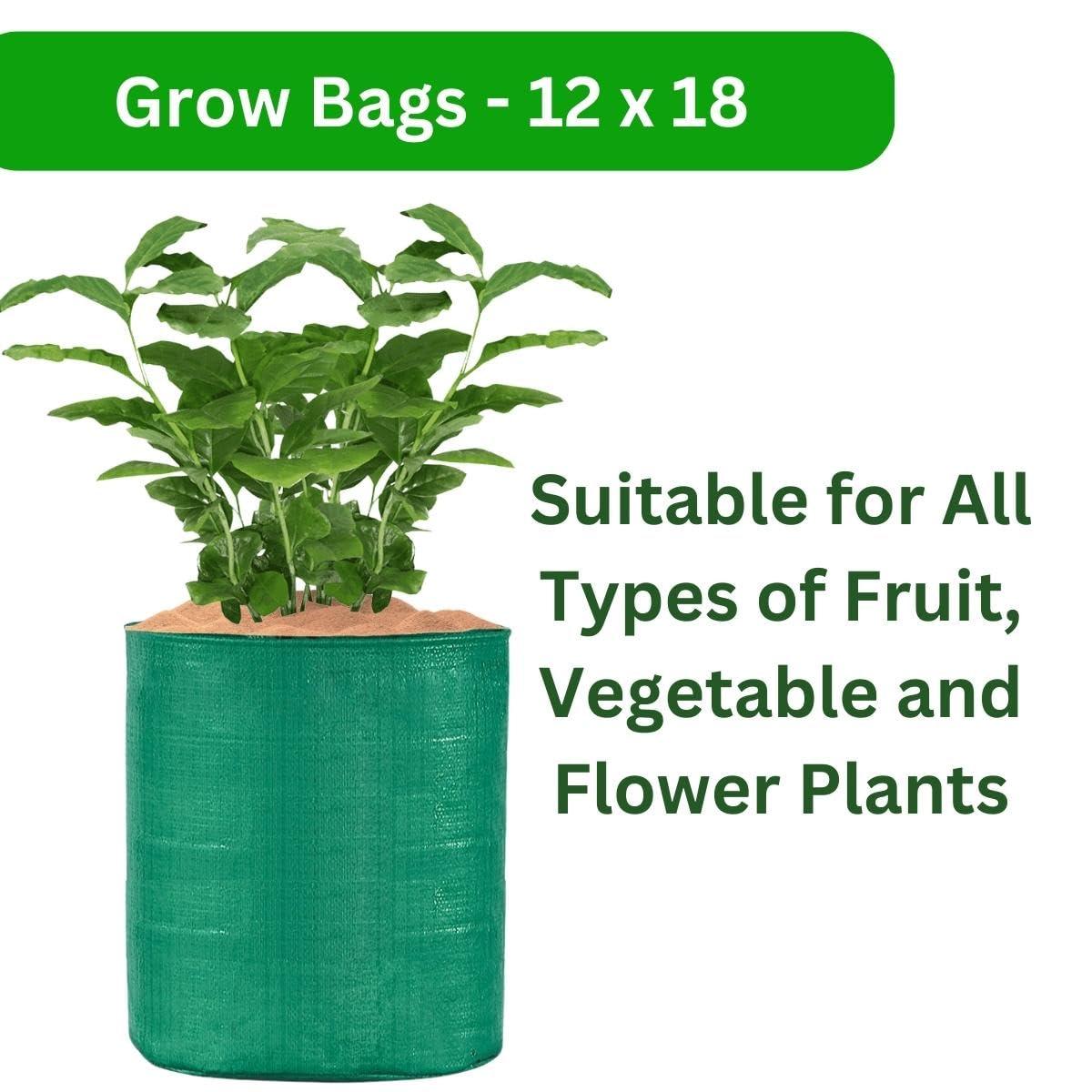 12x18 HDPE UV-protected round grow bags, pack of 20. Green color, perfect for terrace and vegetable gardening. Durable for robust plant growth. - Singhal Mart