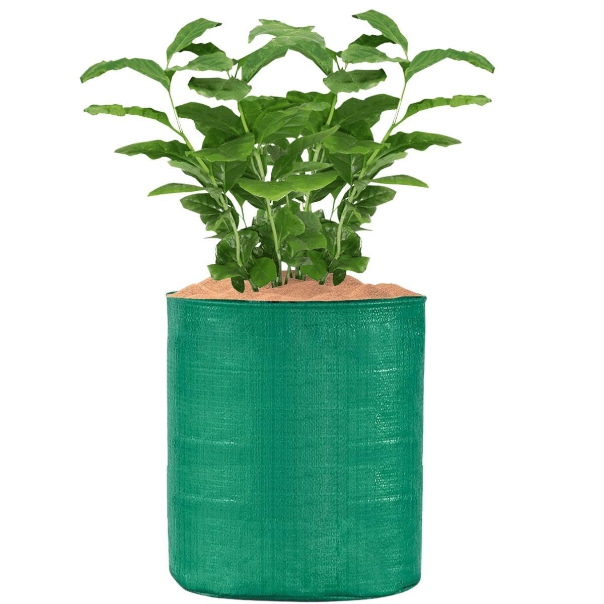 12x18 HDPE UV-protected round grow bags, pack of 20. Green color, perfect for terrace and vegetable gardening. Durable for robust plant growth. - Singhal Mart