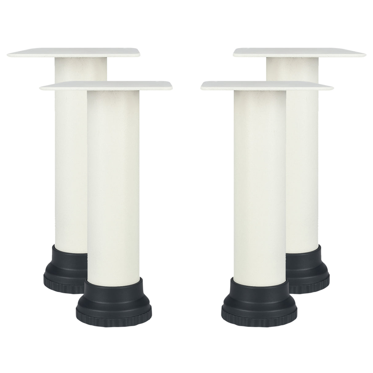 Singhal Heavy-Duty Furniture Legs – Iron Stand with Hard Plastic Anti-Slip Base – Set of 4 Replacement Legs for Bed, Sofa, Table, Cabinet, Chair – Floor Protector, Non-Scratch, Durable Support (White & Black)