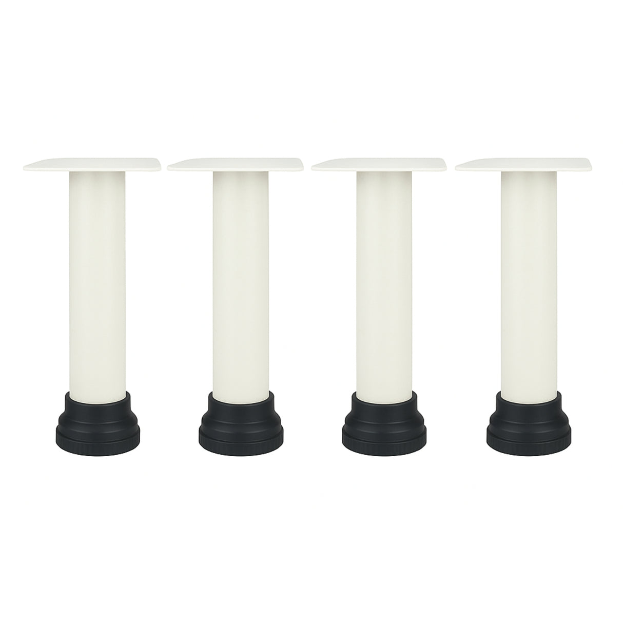 Singhal Heavy-Duty Furniture Legs – Iron Stand with Hard Plastic Anti-Slip Base – Set of 4 Replacement Legs for Bed, Sofa, Table, Cabinet, Chair – Floor Protector, Non-Scratch, Durable Support (White & Black)