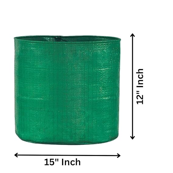 HDPE UV Protected Round Plants Grow Bags, Green Color Ideal for Terrace and Vegetable Gardening