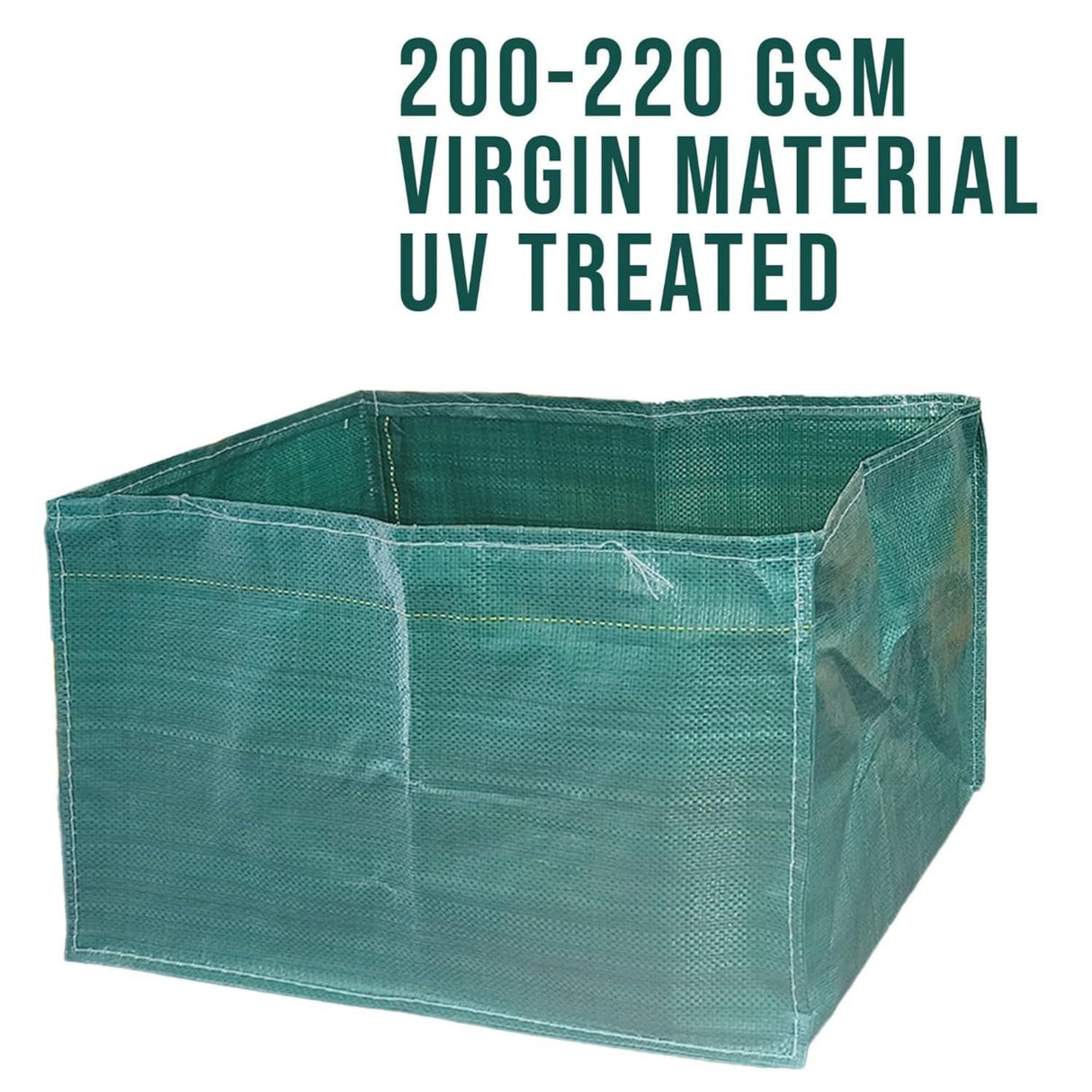 18x12x12 Inches Rectangular HDPE Grow Bags UV Protected Green Colour for Terrace and Vegetable Gardening, 2 Packs - Singhal Mart