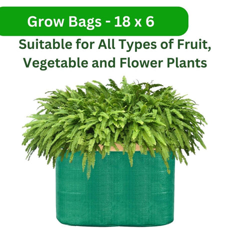 18x6 Inch Plant Grow Bags, Pack of 20—HDPE, UV-Protected, Round, Green. Perfect for Terrace and Vegetable Gardening, Durable and Versatile. - Singhal Mart