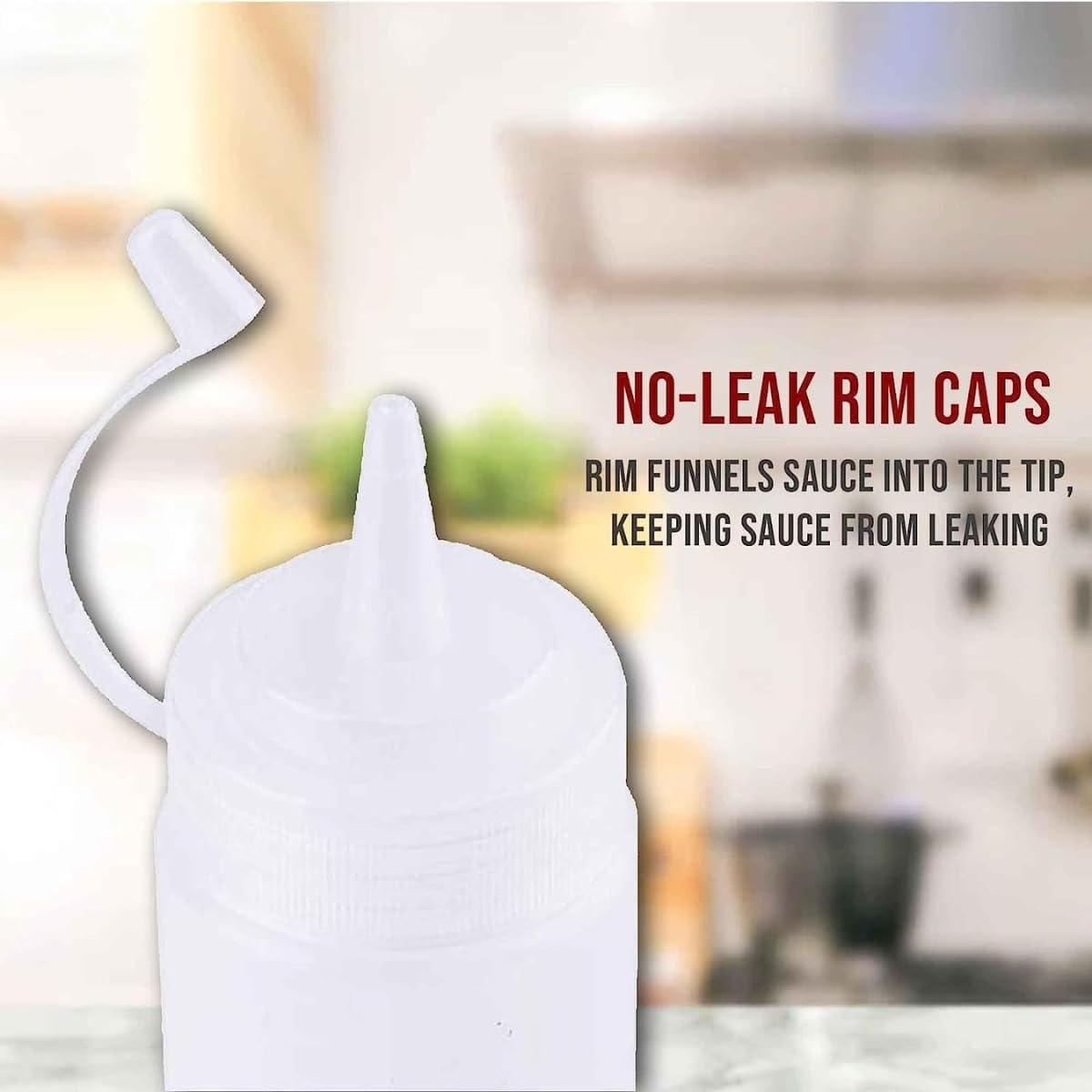 200 ML Ketchup Dispenser Bottles with Caps – White Plastic Squeeze Bottles for Mustard, Sauces, Home, and Cafes – Pack of 5 - Singhal Mart