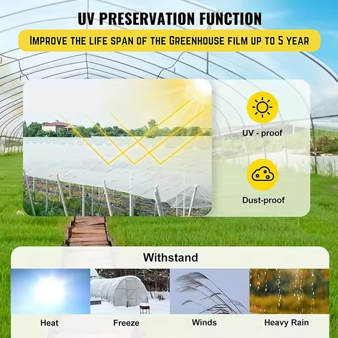 Singhal Greenhouse Poly House Sheet, 200 GSM Transparent Plastic , UV Treated, Dust-Proof, Waterproof, Heavy Duty for Greenhouse Protection