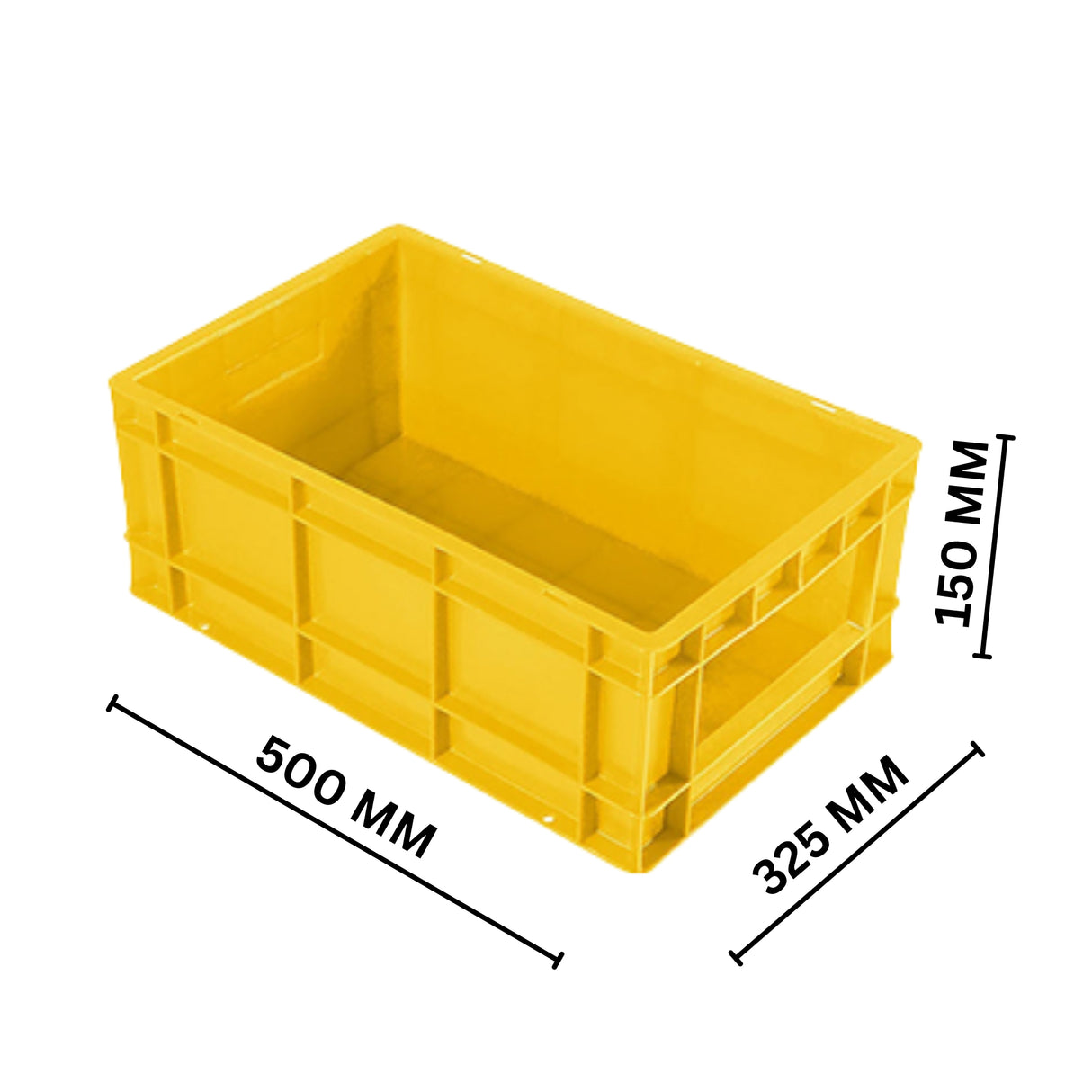 SINGHAL Plastic Crate 500x325x150 MM, Heavy Duty Multipurpose Portable Storage Basket for Vegetables, Fruits, Milk & Large Items