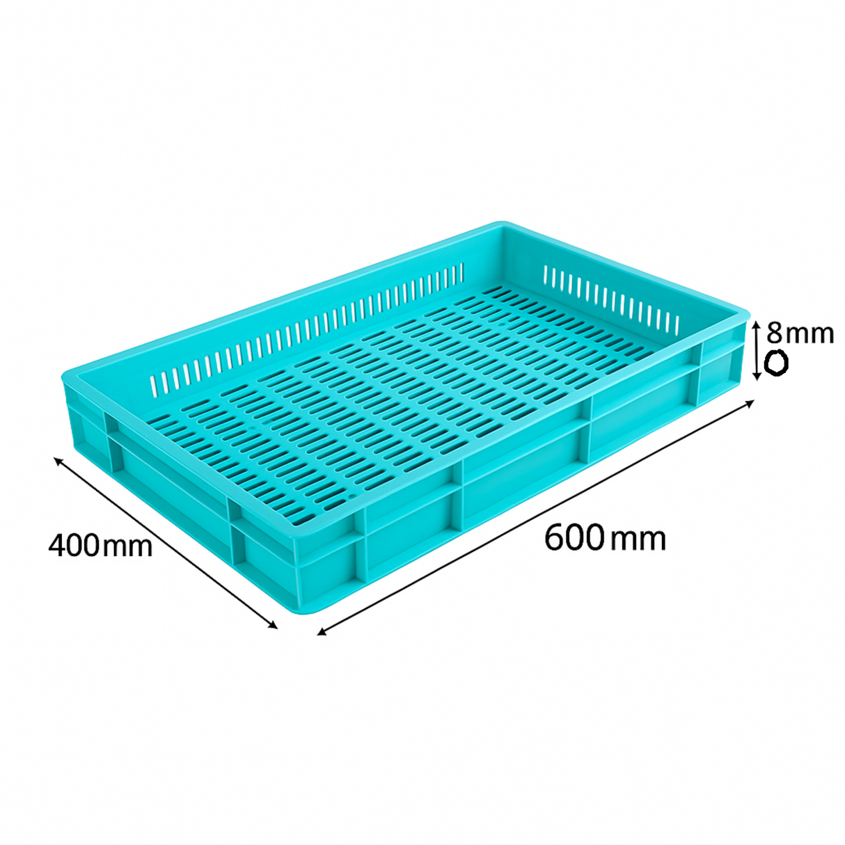 SINGHAL Plastic Jali Crate 600x400x80 MM, Heavy Duty Multipurpose Portable Storage Basket for Vegetables, Fruits, Milk & Large Items