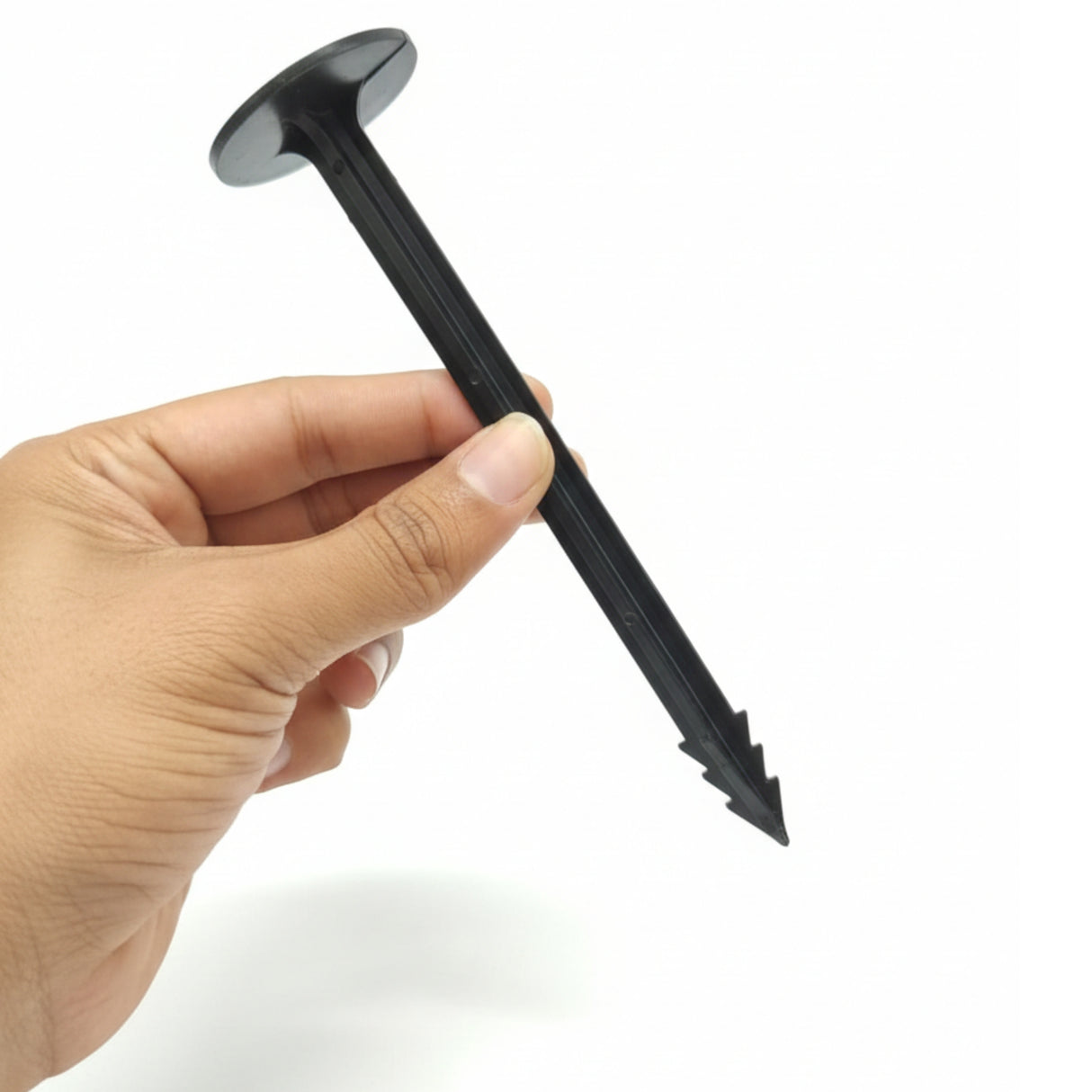 Singhal Weed Mat Nails - Plastic Ground Anchor Peg 17 cm | Heavy Duty Garden Stake for Weed Mat, Landscape Fabric & Net Fixing | UV Resistant, Weatherproof, Barbed Design (Black)