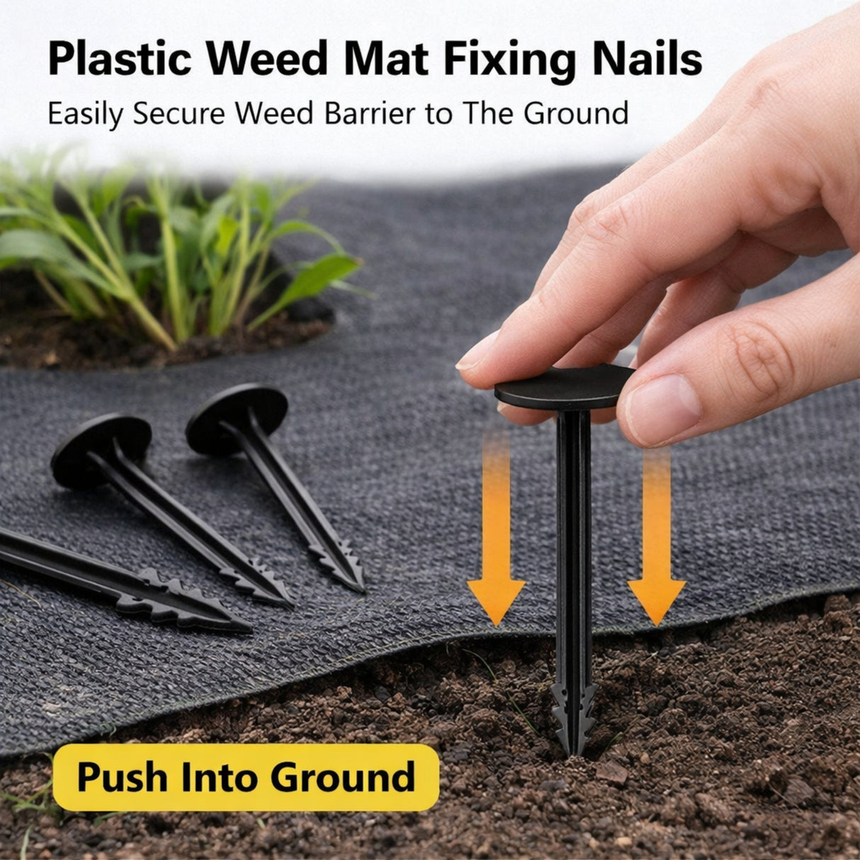 Singhal Weed Mat Nails - Plastic Ground Anchor Peg 17 cm | Heavy Duty Garden Stake for Weed Mat, Landscape Fabric & Net Fixing | UV Resistant, Weatherproof, Barbed Design (Black)