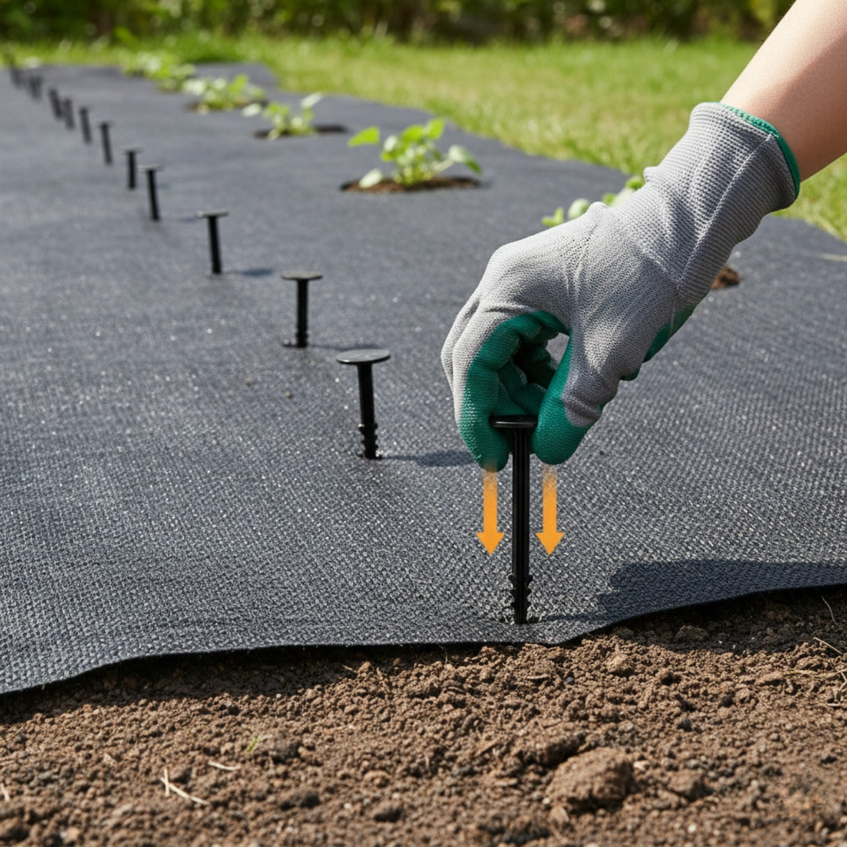 Singhal Weed Mat Nails - Plastic Ground Anchor Peg 17 cm | Heavy Duty Garden Stake for Weed Mat, Landscape Fabric & Net Fixing | UV Resistant, Weatherproof, Barbed Design (Black)