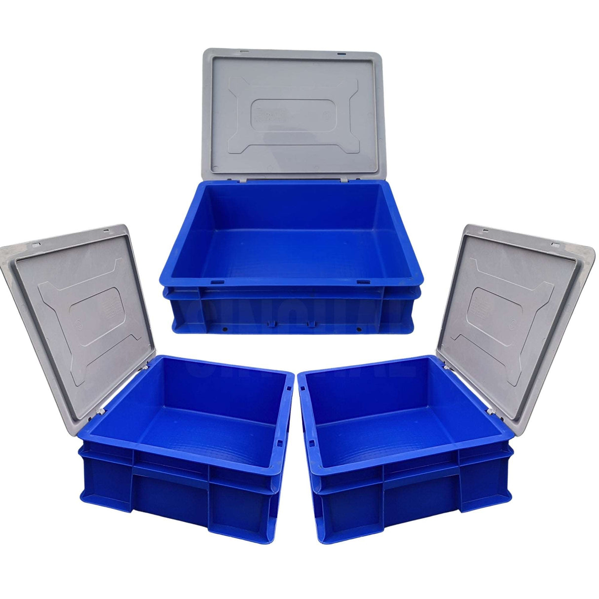 SINGHAL Blue Plastic Crate 400x300x120 MM with Lid, Heavy Duty Portable Storage Basket for Vegetables, Fruits, Milk & More | Multipurpose Shelf Bin