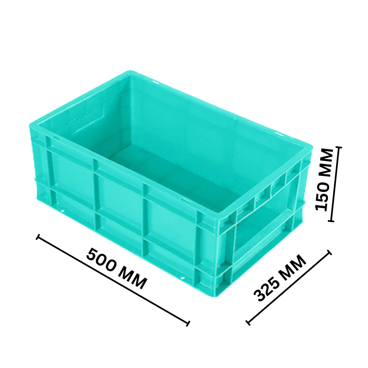 SINGHAL Plastic Crate 500x325x150 MM, Heavy Duty Multipurpose Portable Storage Basket for Vegetables, Fruits, Milk & Large Items