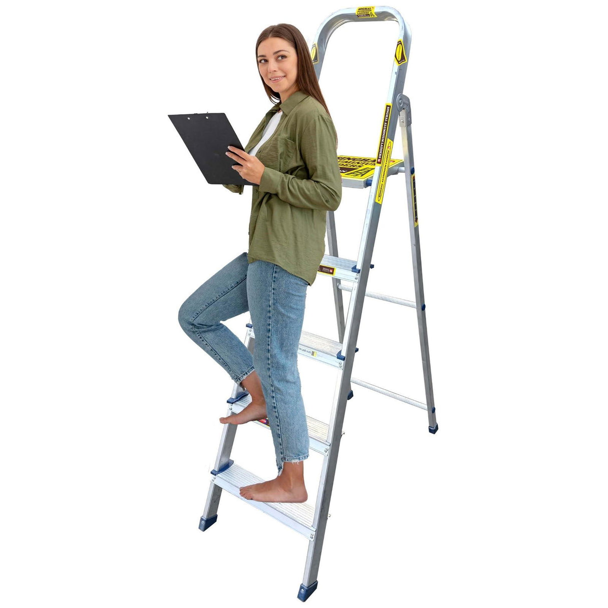 5-Step Foldable Aluminum Ladder with Anti-Skid and Slip Prevention Features – Compact and Safe for Easy Use - Singhal Mart