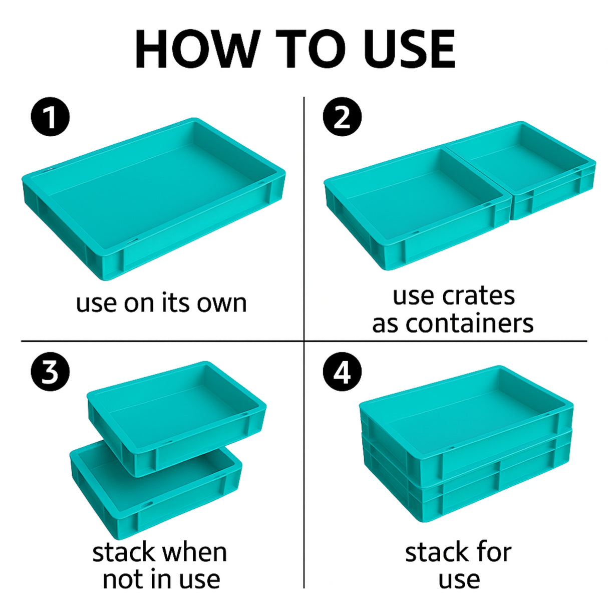 SINGHAL Plastic Crate 600x400x80 MM, Heavy Duty Multipurpose Portable Storage Basket for Vegetables, Fruits, Milk & Large Items