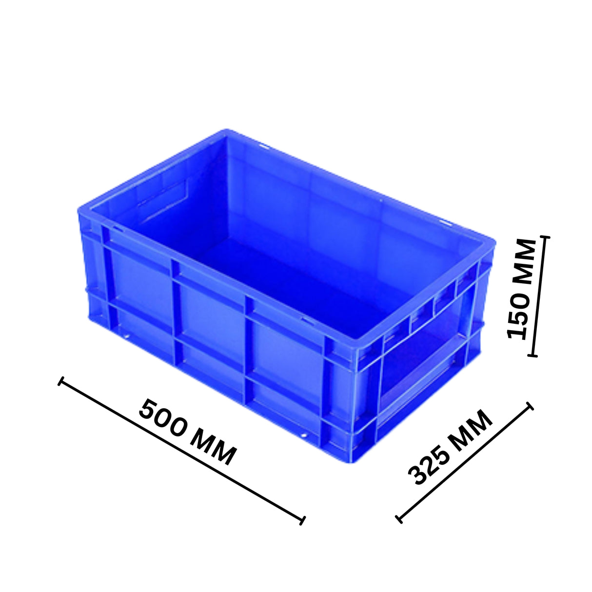 SINGHAL Plastic Crate 500x325x150 MM, Heavy Duty Multipurpose Portable Storage Basket for Vegetables, Fruits, Milk & Large Items
