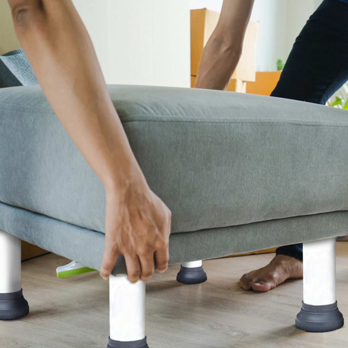 Singhal Heavy-Duty Furniture Legs – Iron Stand with Hard Plastic Anti-Slip Base – Set of 4 Replacement Legs for Bed, Sofa, Table, Cabinet, Chair – Floor Protector, Non-Scratch, Durable Support (White & Black)