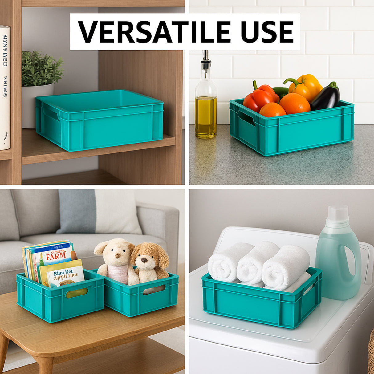 SINGHAL Plastic Crate 600x400x80 MM, Heavy Duty Multipurpose Portable Storage Basket for Vegetables, Fruits, Milk & Large Items