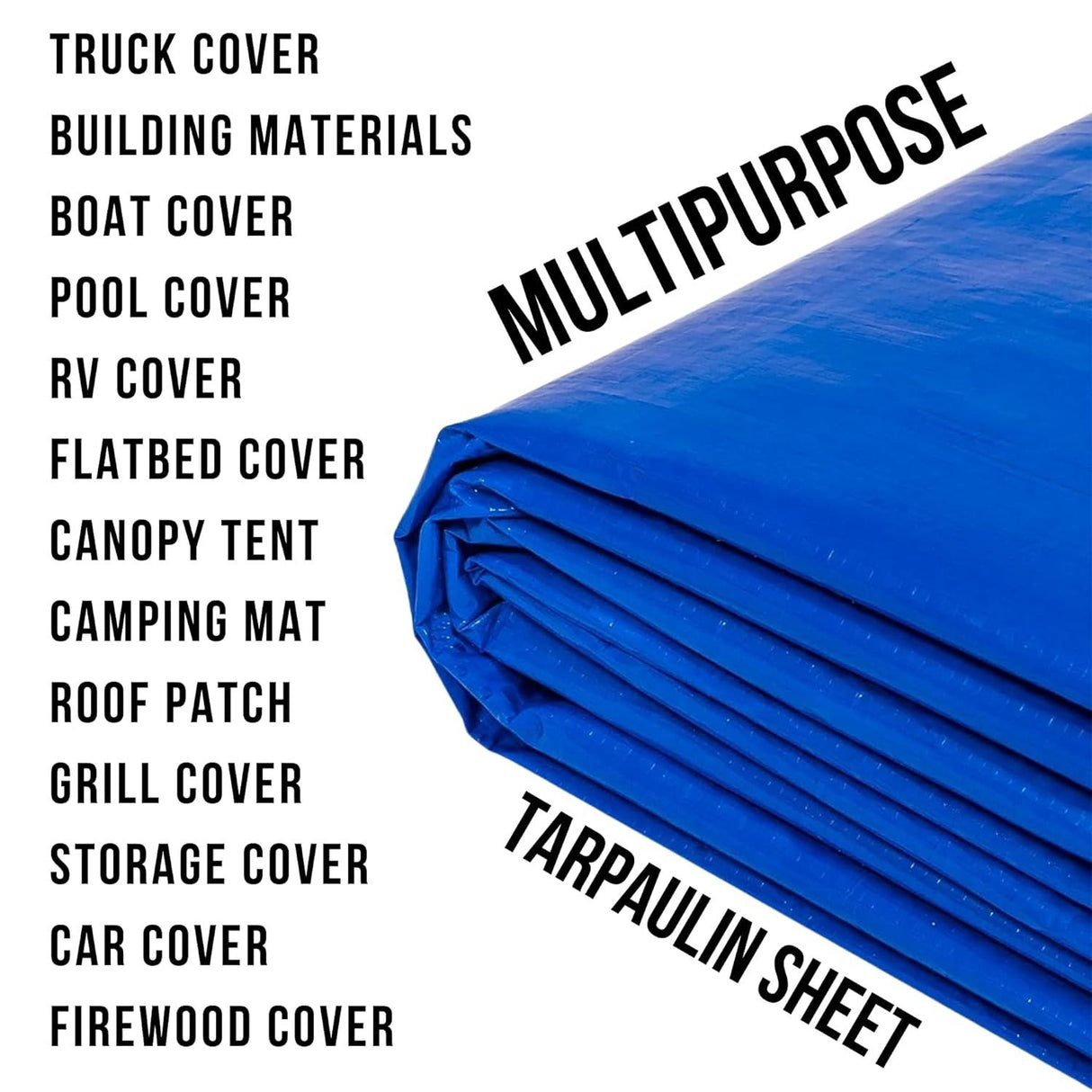6x6ft 170 GSM Tarpaulin Sheet, Waterproof HDPE, UV Treated, Heavy Duty Blue Cover with Strong Aluminum Eyelets at Every Corner for Multipurpose Use - Singhal Mart