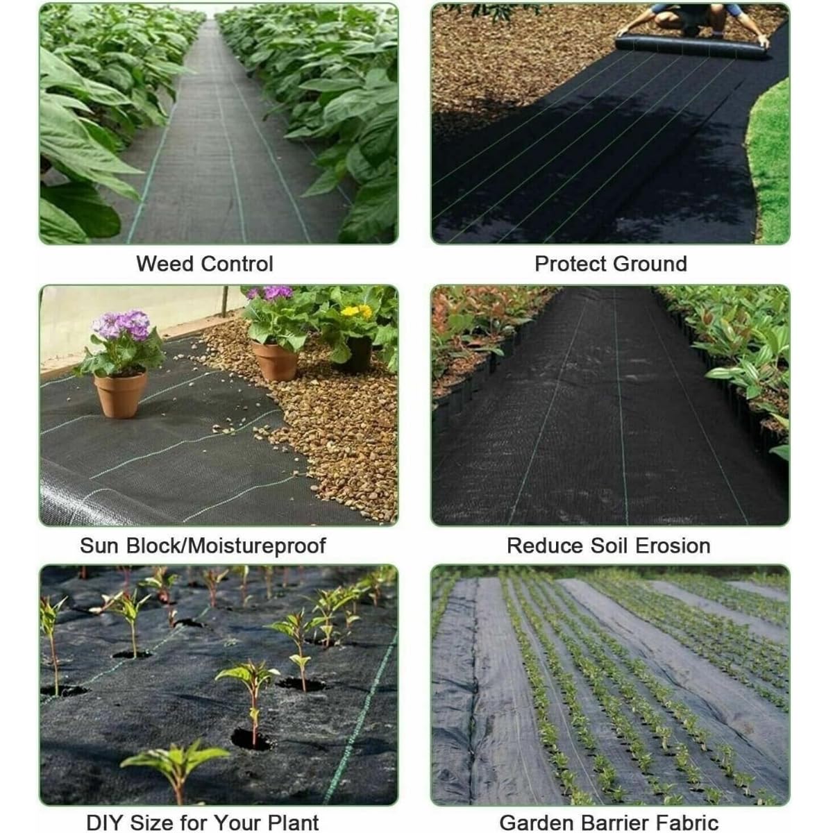 Singhal Premium Black Garden Weed Control Barrier Sheet 0.60 Meter Width (2 feet) , Heavy-Duty Landscape Fabric, Eco-Friendly, Durable Weed Block Mat for Gardening