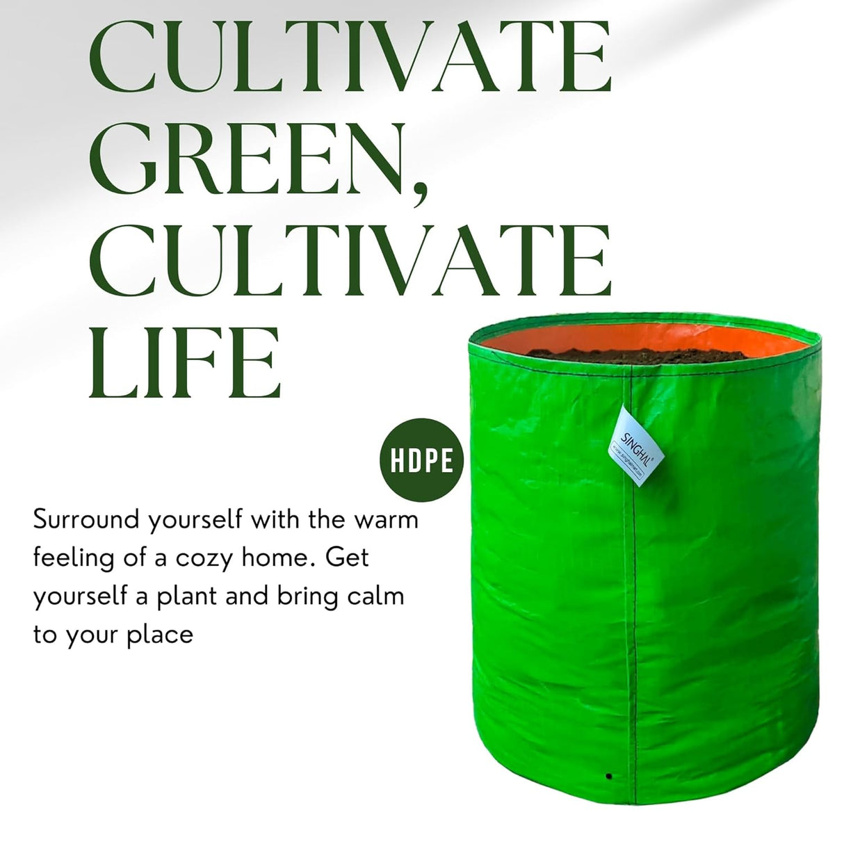 Premium 260 GSM Green HDPE UV-Protected Round Grow Bags for Durable Terrace and Vegetable Gardening