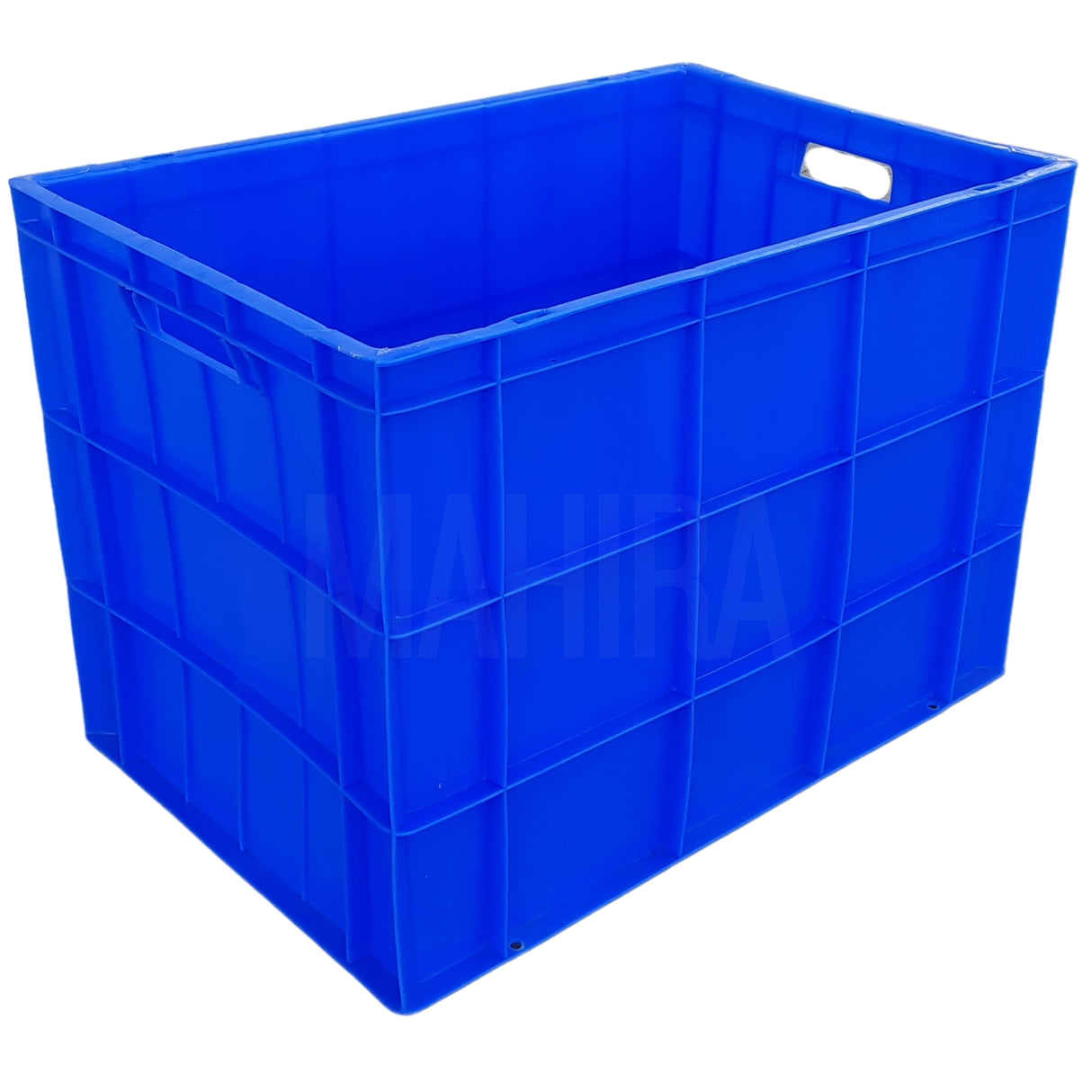 SINGHAL Blue Plastic Crate with Lid 600x400x425 MM, Heavy Duty Multipurpose Portable Storage Basket for Vegetables, Fruits, Milk & Large Items