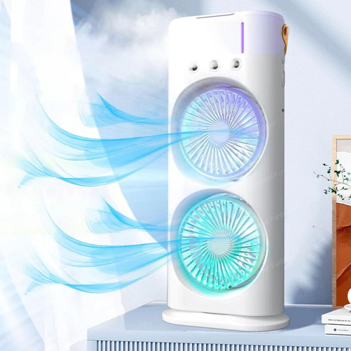 Singhal Double Ended Spray Fan Desk Fan with Mist Spray for Refreshing Cooling Portable Room Air Purifier