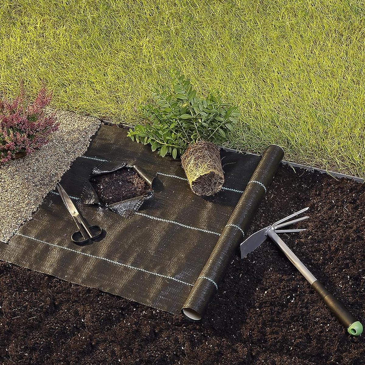 Singhal Premium Black Garden Weed Control Barrier Sheet 0.60 Meter Width (2 feet) , Heavy-Duty Landscape Fabric, Eco-Friendly, Durable Weed Block Mat for Gardening