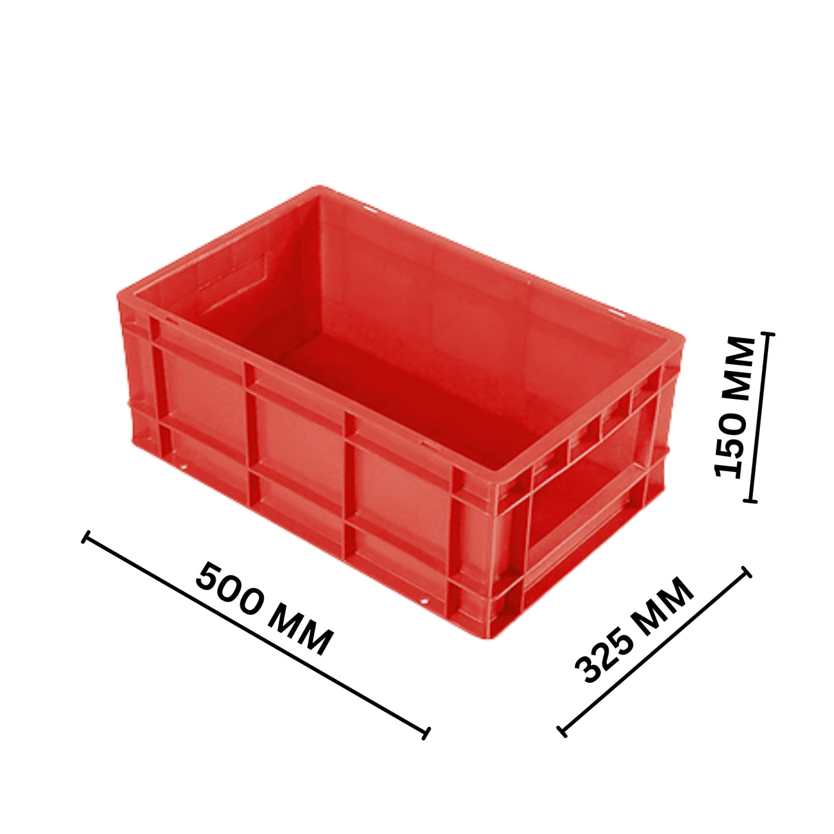 SINGHAL Plastic Crate 500x325x150 MM, Heavy Duty Multipurpose Portable Storage Basket for Vegetables, Fruits, Milk & Large Items