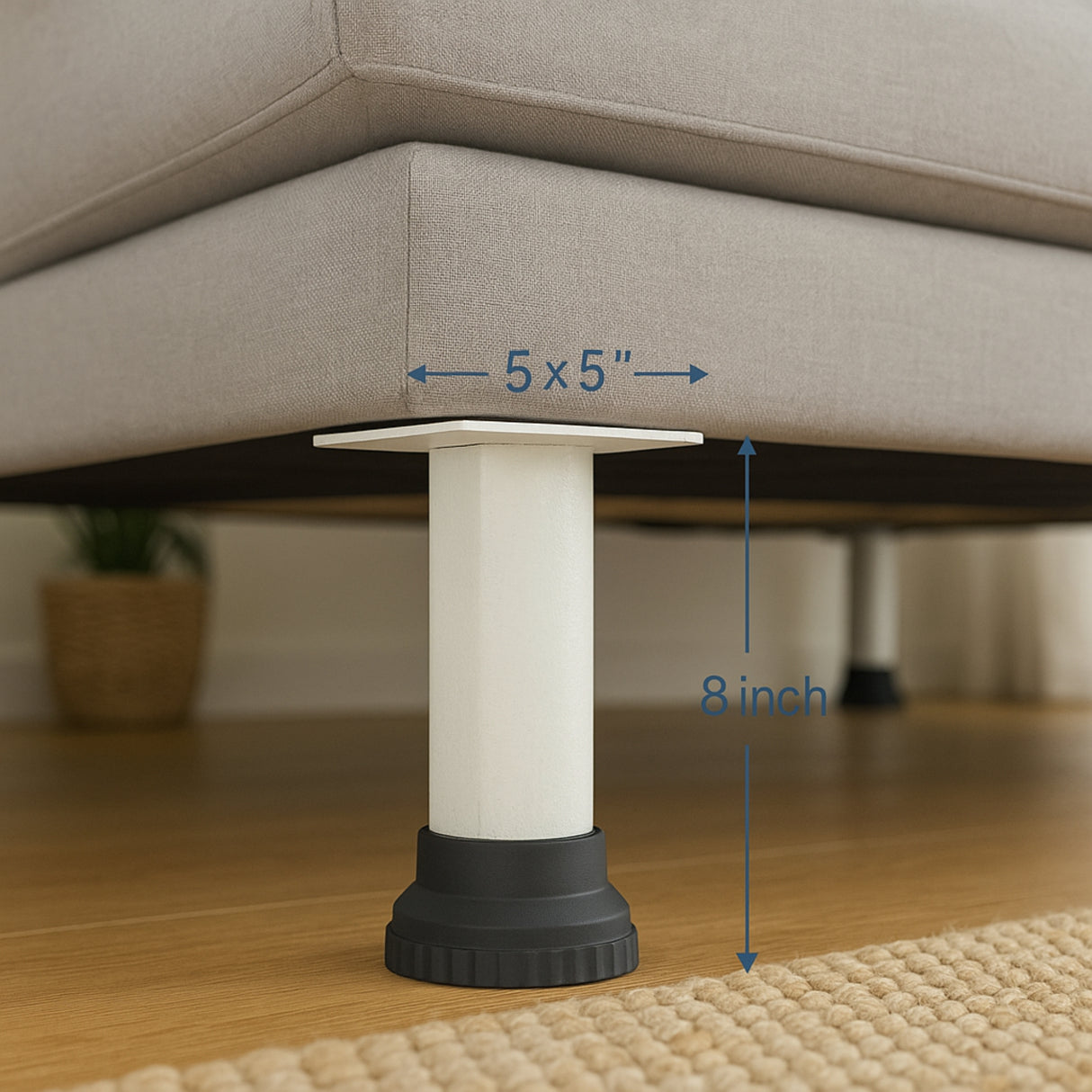 Singhal Heavy-Duty Furniture Legs – Iron Stand with Hard Plastic Anti-Slip Base – Set of 4 Replacement Legs for Bed, Sofa, Table, Cabinet, Chair – Floor Protector, Non-Scratch, Durable Support (White & Black)