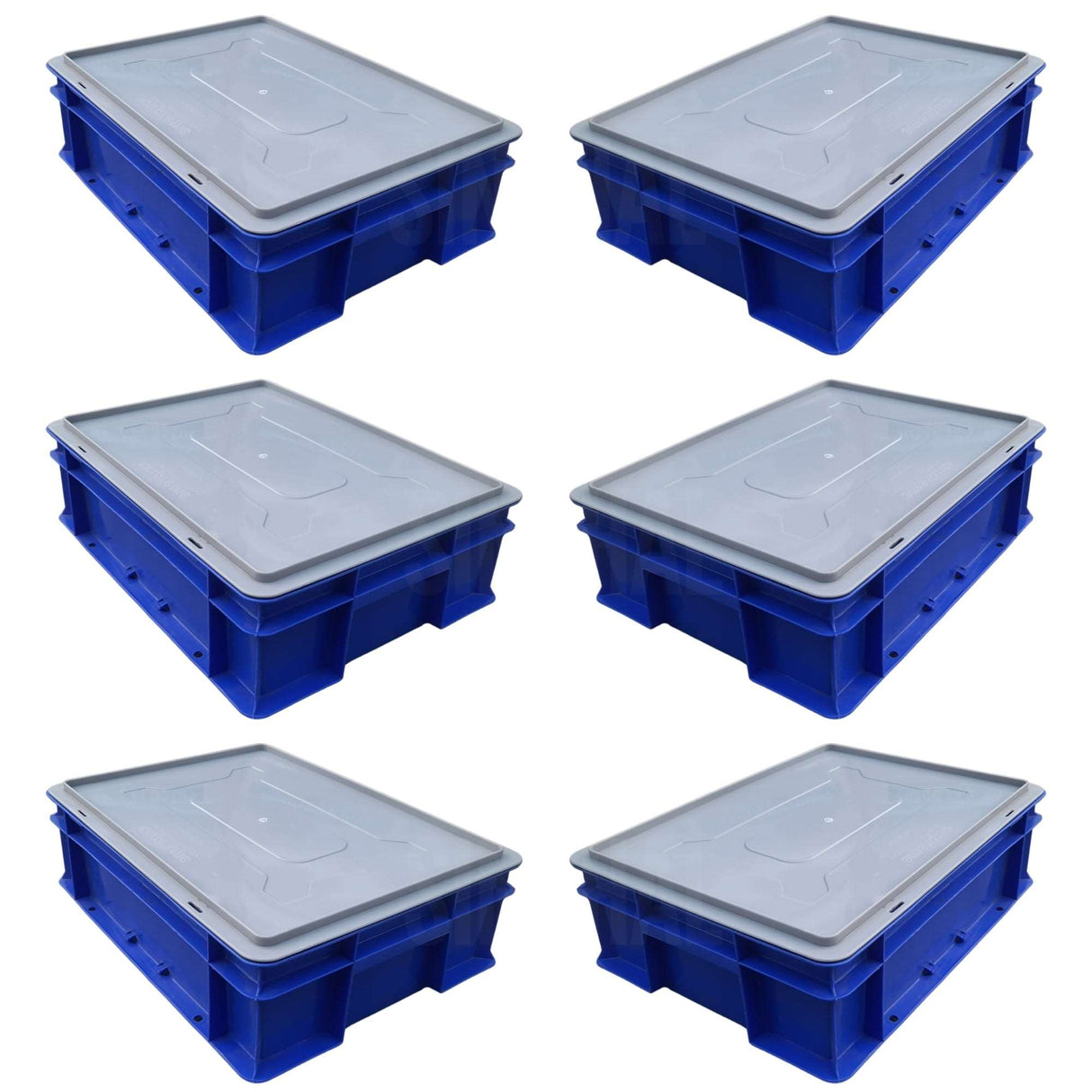 SINGHAL Blue Plastic Crate 400x300x120 MM with Lid, Heavy Duty Portable Storage Basket for Vegetables, Fruits, Milk & More | Multipurpose Shelf Bin