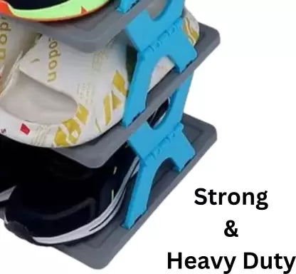 Adjustable Folding Shoe Rack - 6-Layer Collapsible Stand in Blue and Black, Easy Assembly, DIY Design for Stylish Storage Solutions. - Singhal Mart