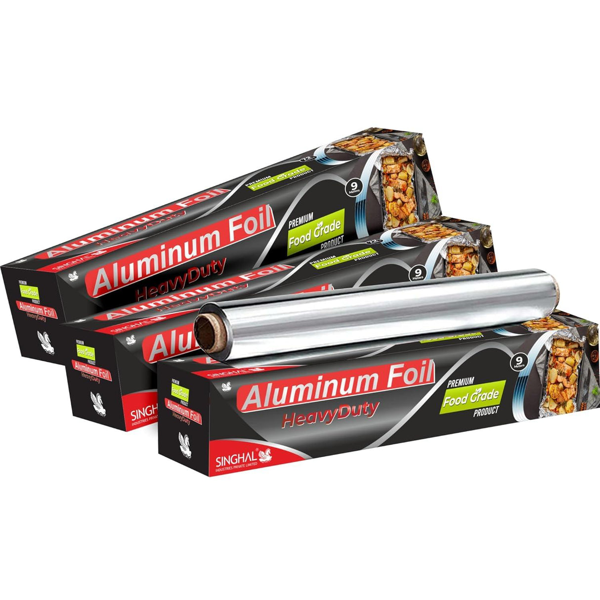 Aluminum Foil, 27 Meters, 11 Microns – Silver Foil for Kitchen, Food Packing, Wrapping, Storing, and Serving (9 Meters per Pack of 3) - Singhal Mart