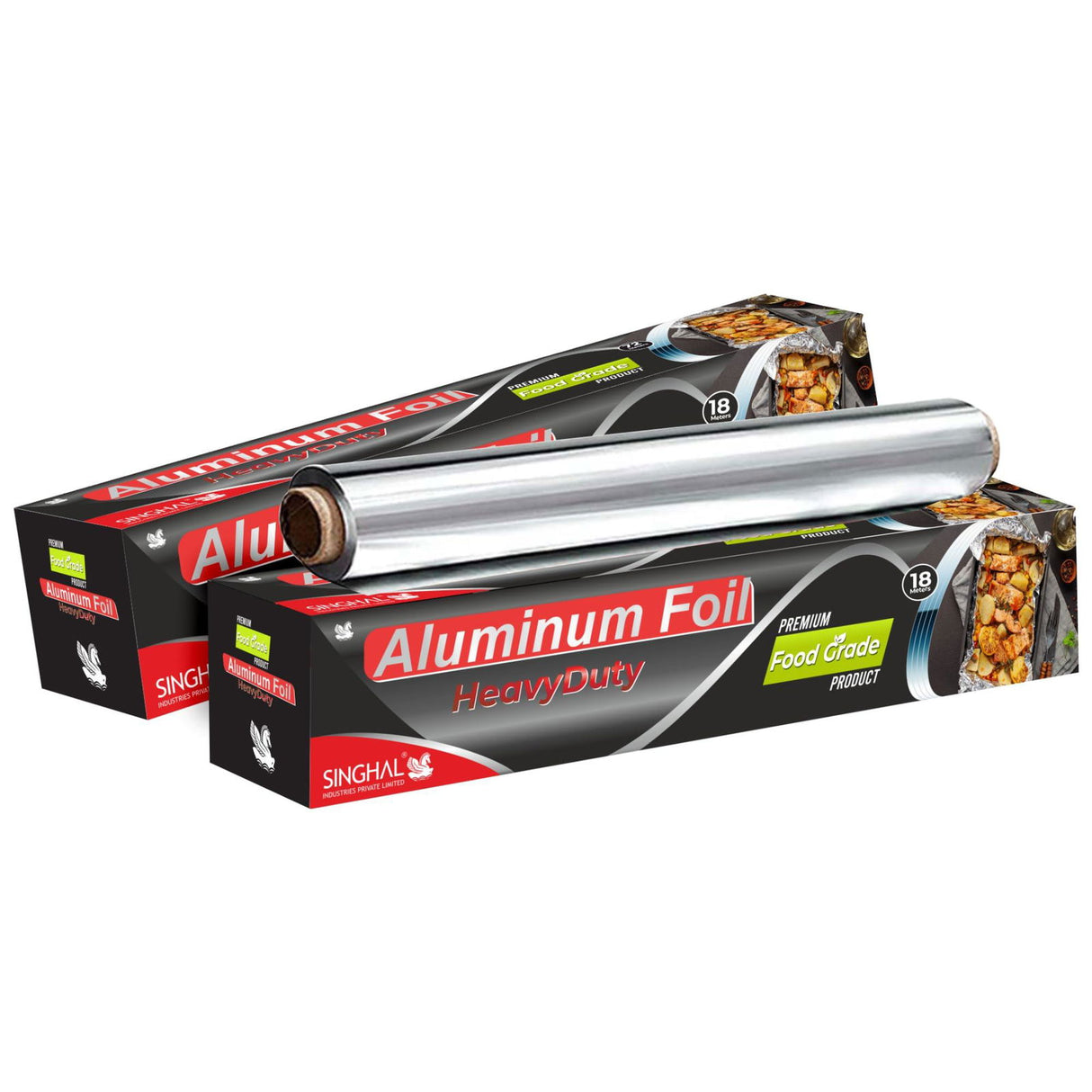 Aluminum Foil, 36 Meters, 11 Microns – Silver Foil for Kitchen, Food Packing, Wrapping, Storing, and Serving (18 Meters per Pack of 2) - Singhal Mart