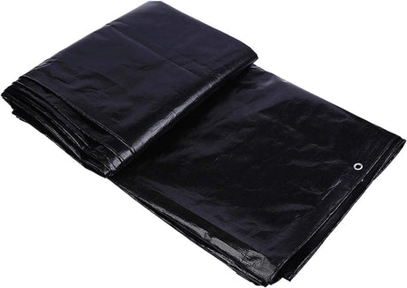 Black Tarpaulin Sheet 16x24ft | Heavy Duty UV Resistant, 170 GSM, Reinforced Eyelets, Waterproof, 100% Pure Virgin Material, for Various Uses - Singhal Mart