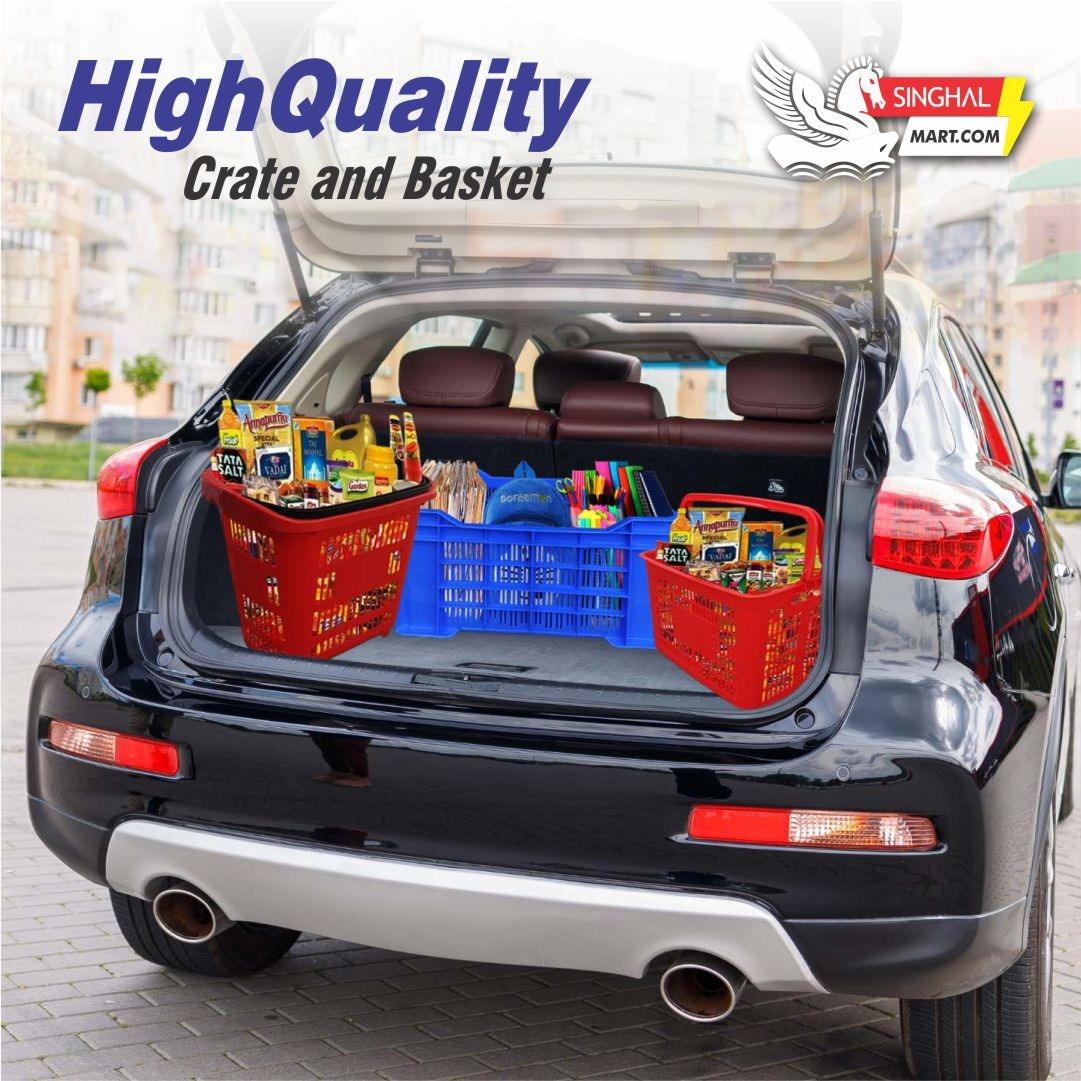 Blue Color Personal Shopping Cart for Carry away & store in Car boot space - Singhal Mart