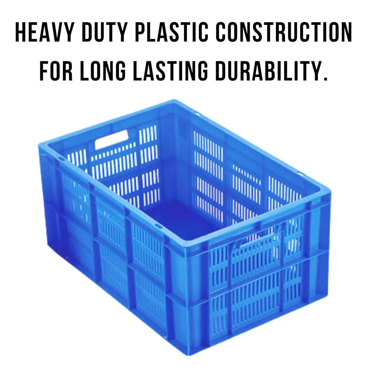 Blue Plastic Crate with 54.5-Liter Capacity, Measuring 600 x 400 x 285 mm – Ideal for Storage and Organization - Singhal Mart