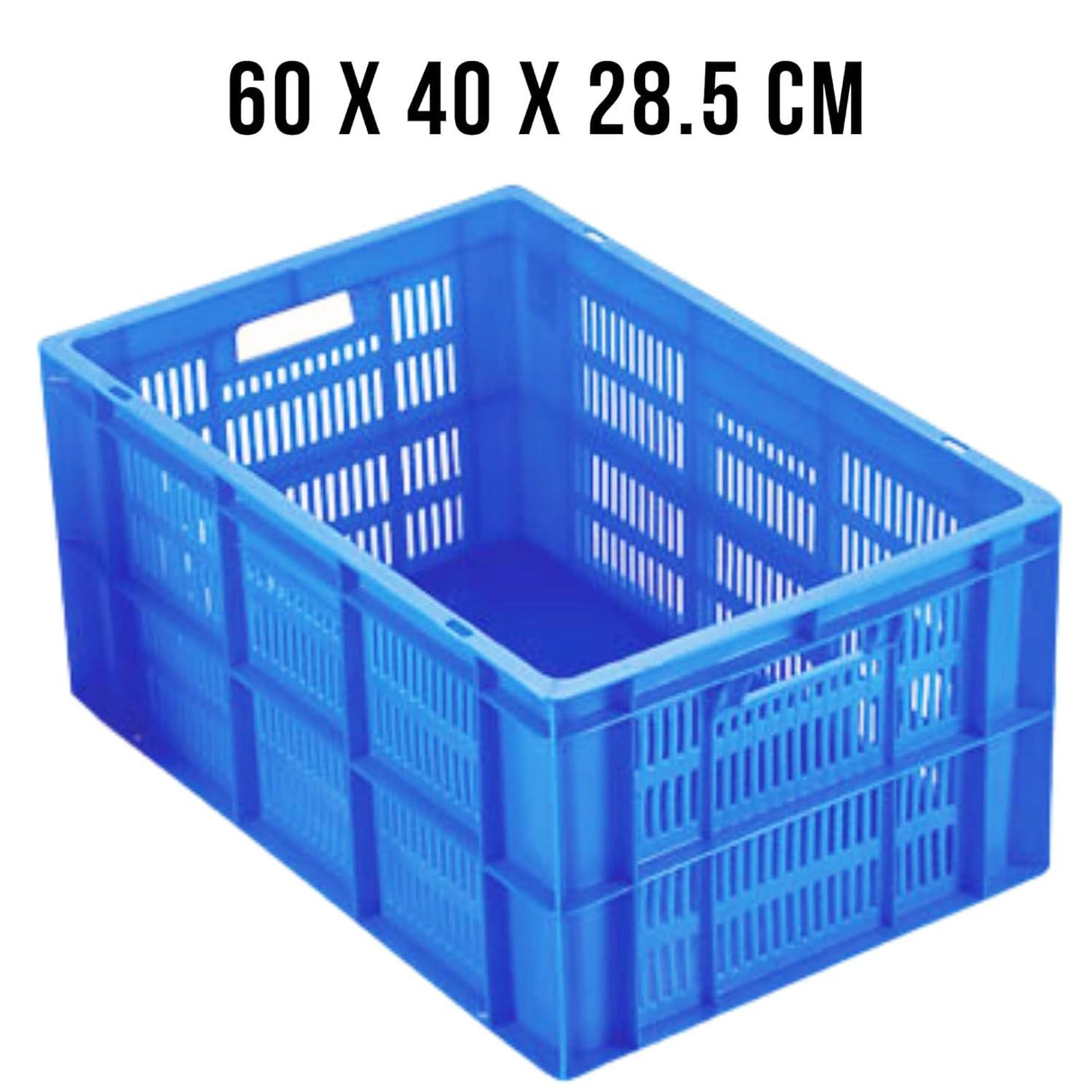 Blue Plastic Crate with 54.5-Liter Capacity, Measuring 600 x 400 x 285 mm – Ideal for Storage and Organization - Singhal Mart