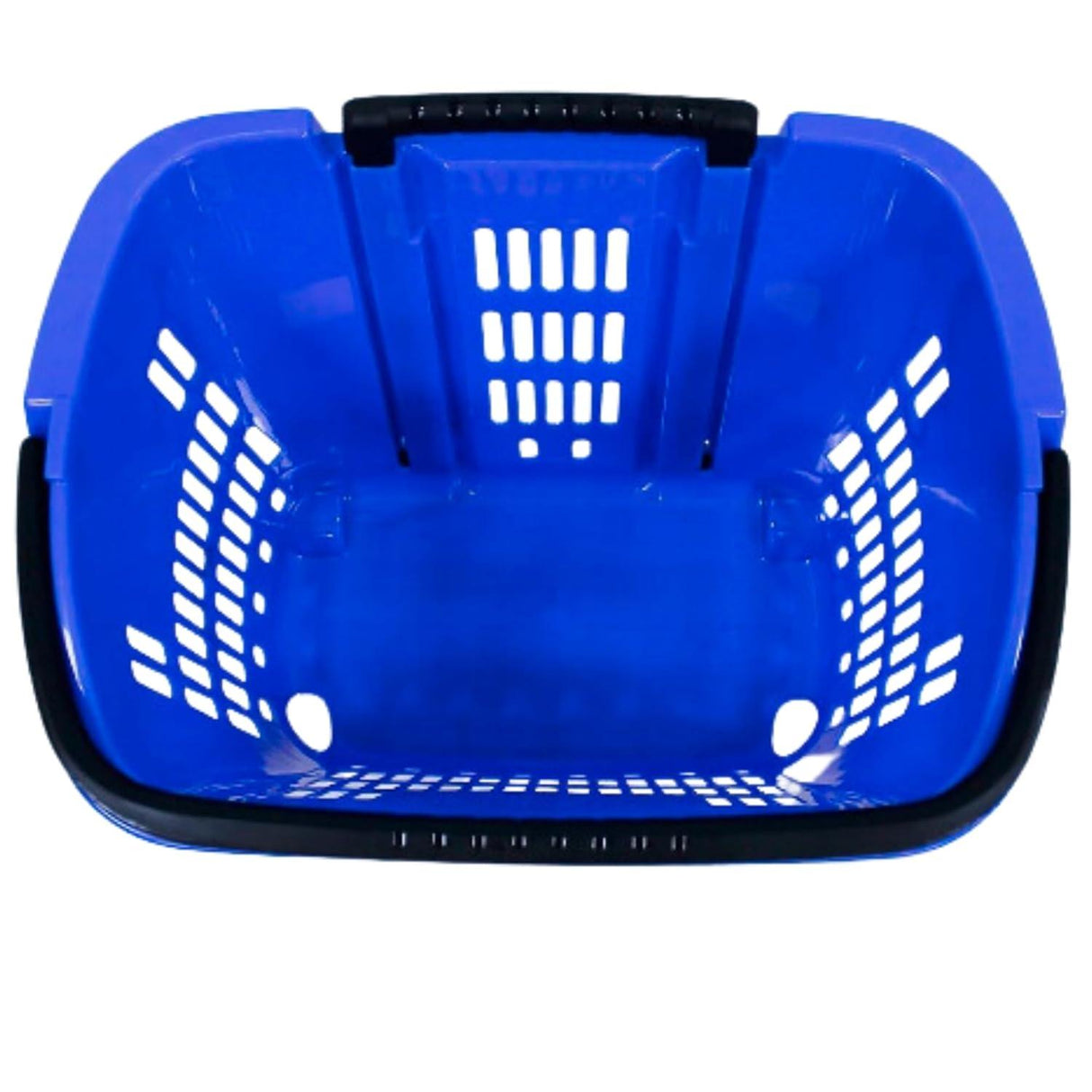 Blue Plastic Rolling Shopping Basket with Handle and Wheels – 46x35x40 CM, 35L Capacity – Perfect for Supermarket and Grocery Shopping - Singhal Mart