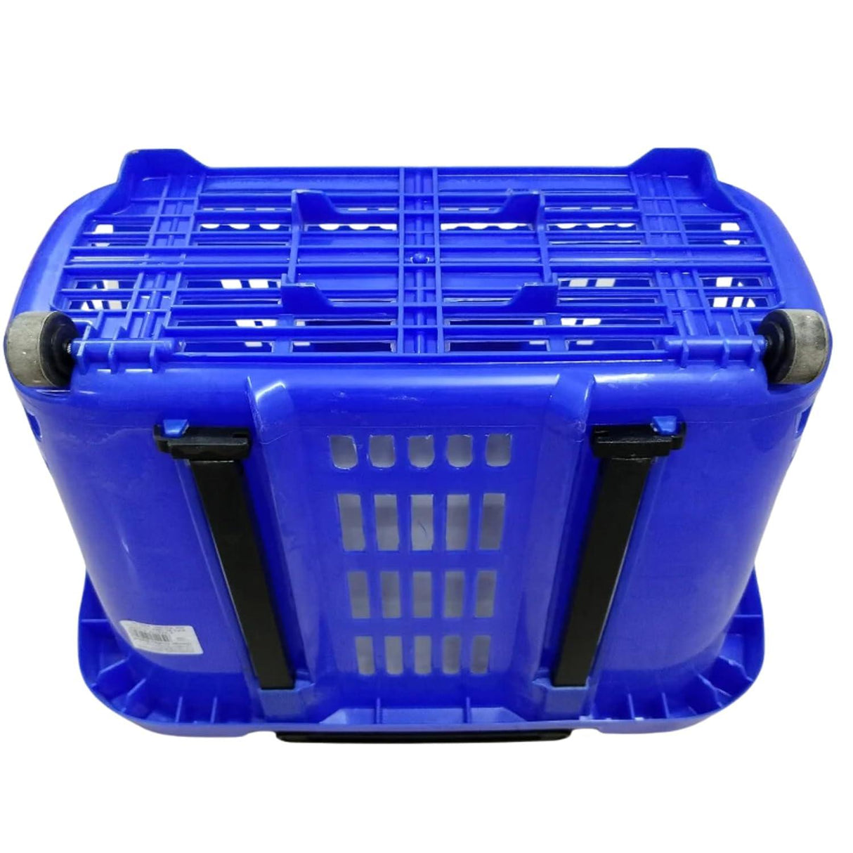 Blue Plastic Rolling Shopping Basket with Handle and Wheels – 46x35x40 CM, 35L Capacity – Perfect for Supermarket and Grocery Shopping - Singhal Mart