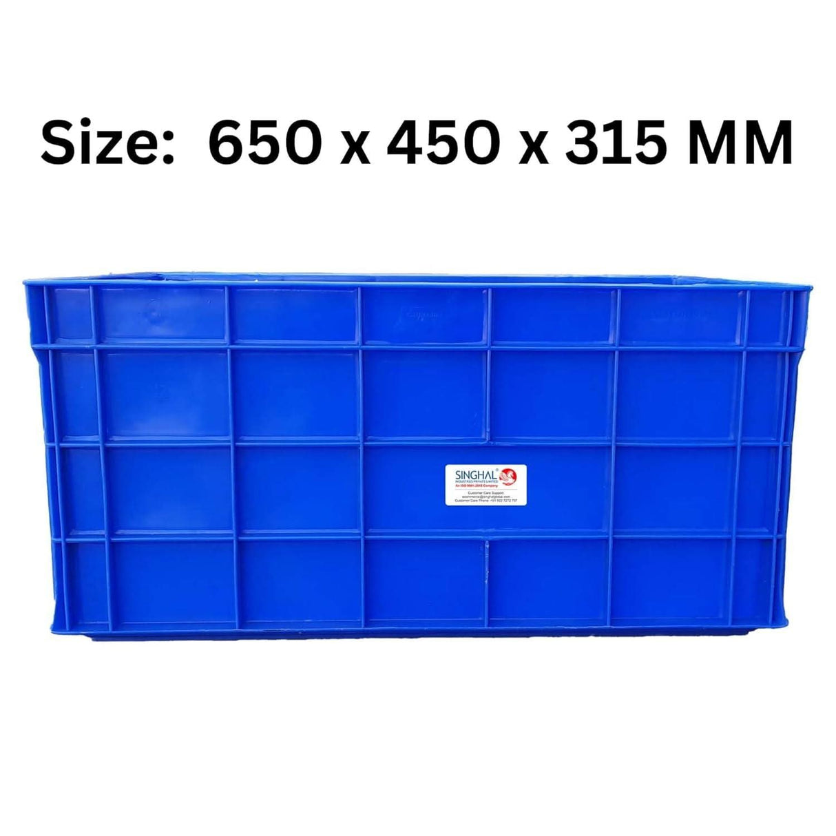 Blue Portable Plastic Crate 650 x 450 x 315 MM Vegetable, Fruit, Milk - Singhal Mart
