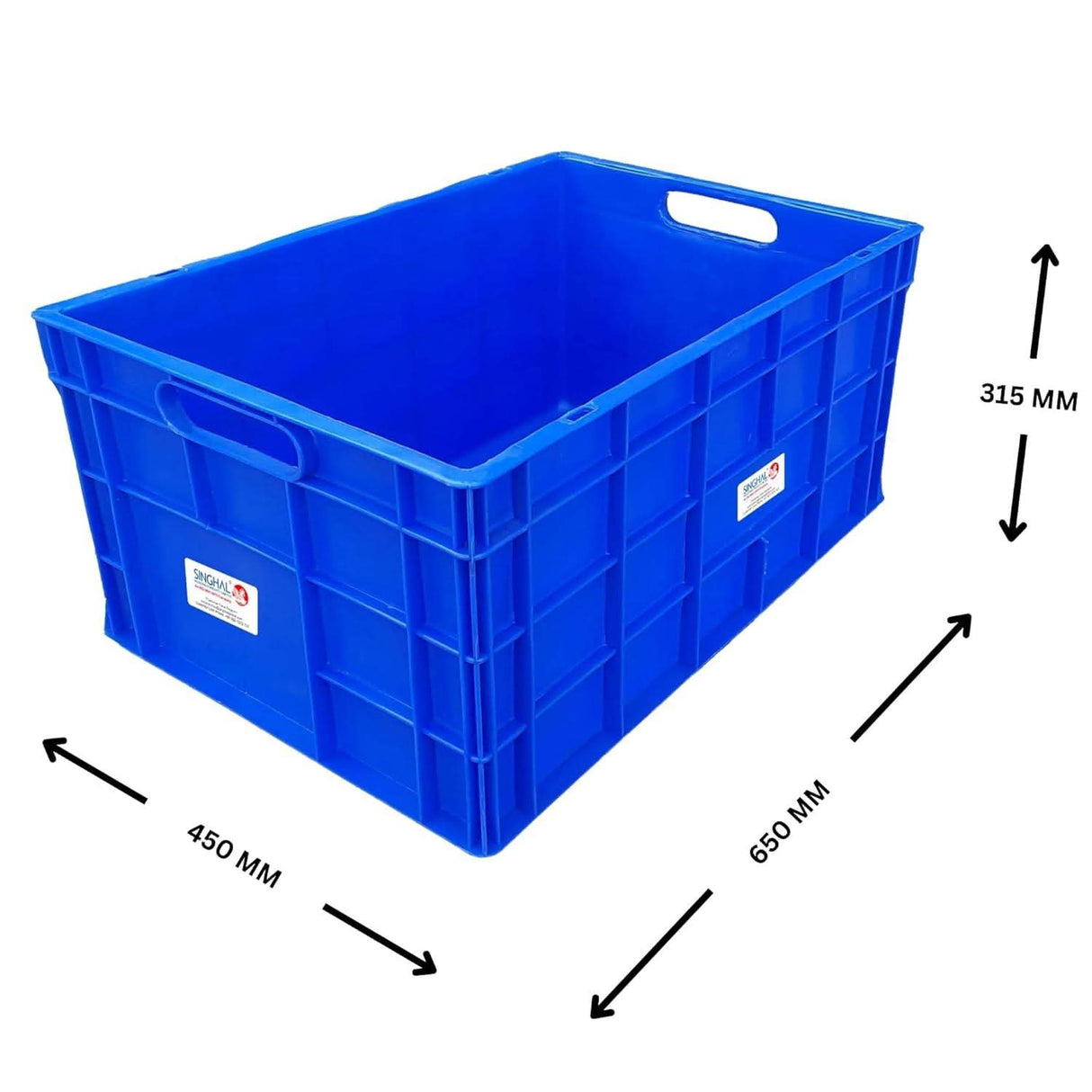 Blue Portable Plastic Crate 650 x 450 x 315 MM Vegetable, Fruit, Milk - Singhal Mart