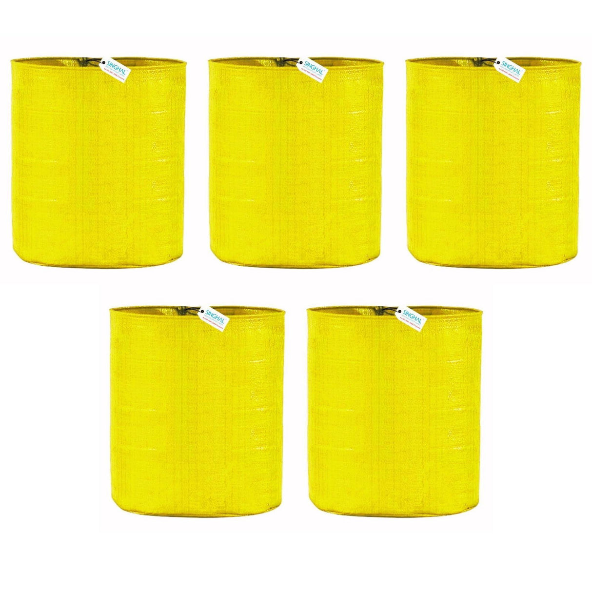Combo Pack of 5 SINGHAL HDPE UV-Protected Yellow Round Grow Bags (24x24 Inch) – Perfect for Terrace and Vegetable Gardening - Singhal Mart