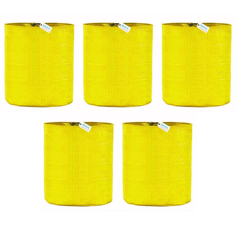 Combo Pack of 5 SINGHAL HDPE UV-Protected Yellow Round Grow Bags (24x24 Inch) – Perfect for Terrace and Vegetable Gardening - Singhal Mart