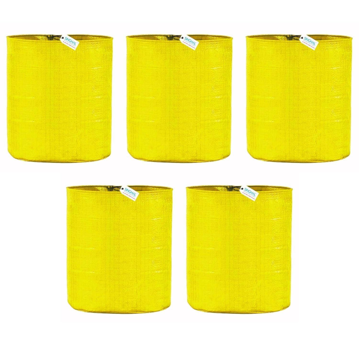 Combo Pack of 5 SINGHAL HDPE UV-Protected Yellow Round Grow Bags (24x24 Inch) – Perfect for Terrace and Vegetable Gardening - Singhal Mart