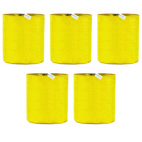 Combo Pack of 5 SINGHAL HDPE UV-Protected Yellow Round Grow Bags (24x24 Inch) – Perfect for Terrace and Vegetable Gardening - Singhal Mart